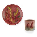 WILLIAM MOORCROFT (1872-1945) FOR MOORCROFT POTTERY FLAMBÉ ‘CARIBBEAN’ PATTERN MINIATURE SPILL VASE,