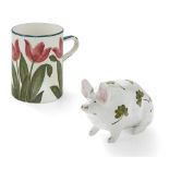 WEMYSS WARE SMALL 'SHAMROCKS' PATTERN PIG, CIRCA 1900