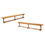 HEAL & SON, LONDON PAIR OF ARTS & CRAFTS LONG BENCHES, CIRCA 1920