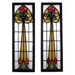 GLASGOW SCHOOL PAIR OF STAINED GLASS PANELS, CIRCA 1900