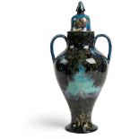 WILLIAM DE MORGAN (1839-1917) (DESIGNER), J. HERSEY (DECORATOR) PERSIAN TWIN-HANDLED VASE & COVER,