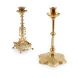 OWEN WILLIAM DAVIS (1838-1913) FOR BENHAM & FROUD GOTHIC REVIVAL CANDLESTICK, CIRCA 1870