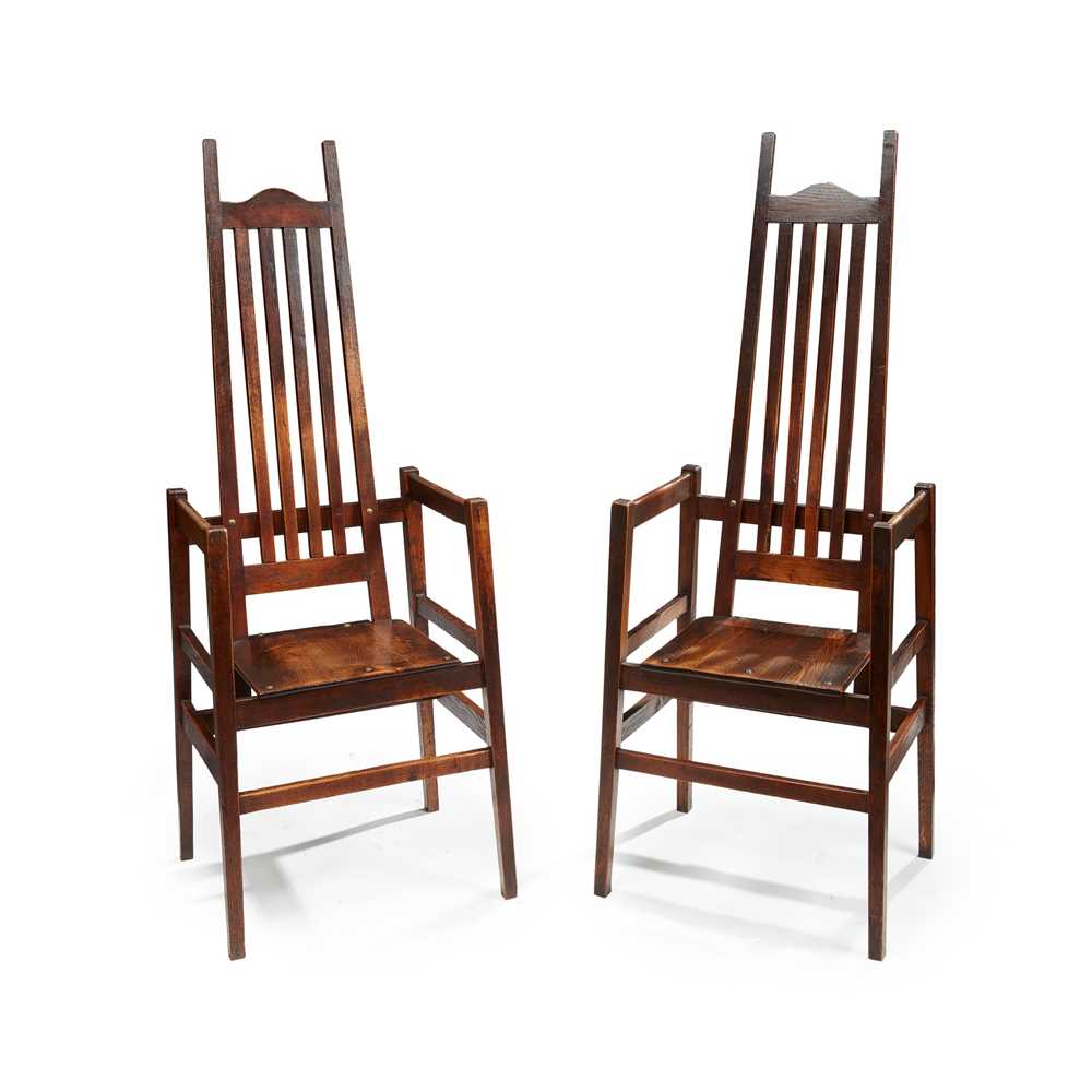 AFTER C. F. A. VOYSEY PAIR OF ARTS & CRAFTS ARMCHAIRS, CIRCA 1910 - Image 2 of 2