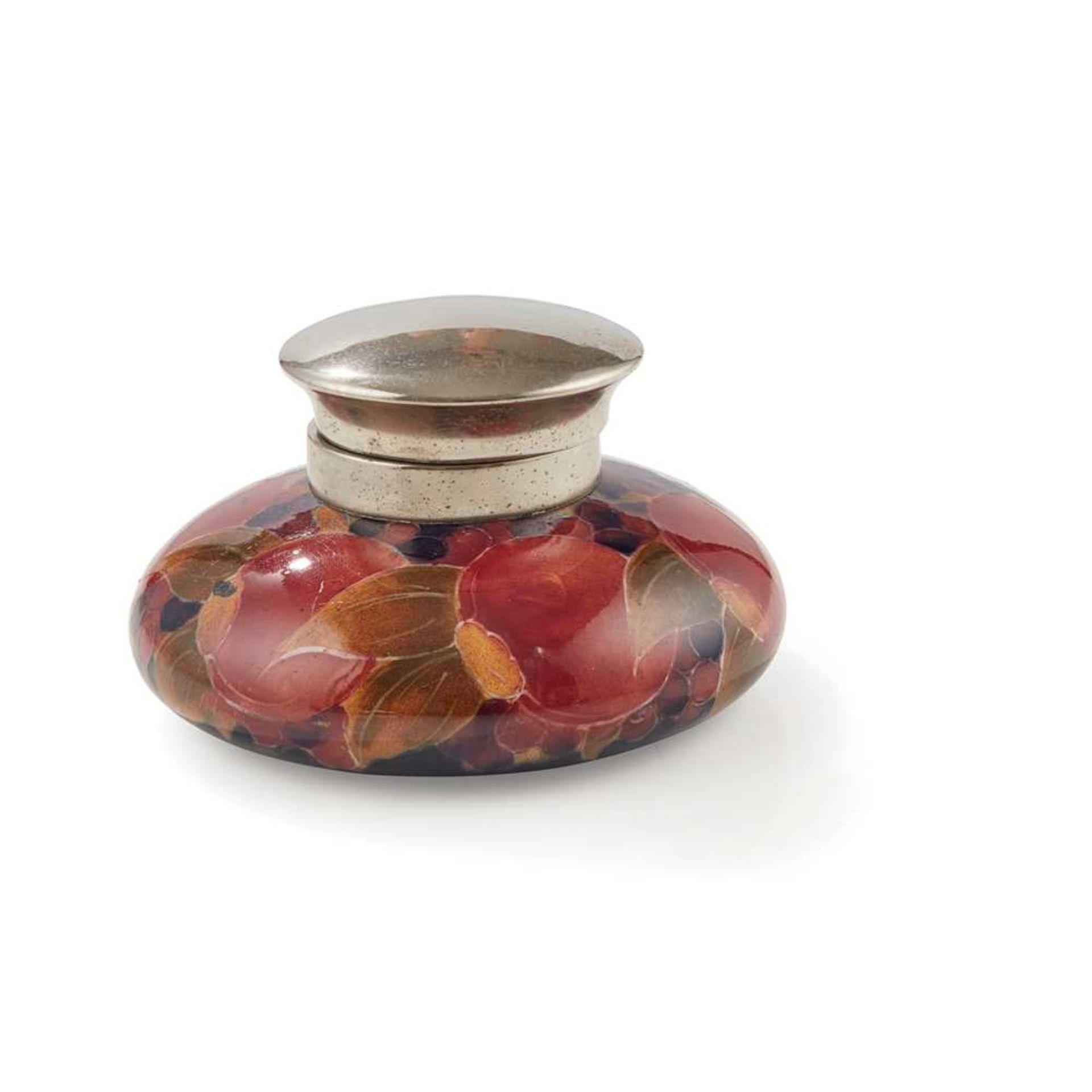 WILLIAM MOORCROFT (1872-1945) FOR MOORCROFT POTTERY ‘POMEGRANATE’ PATTERN DOUBLE INKWELL, CIRCA 1915 - Image 2 of 3