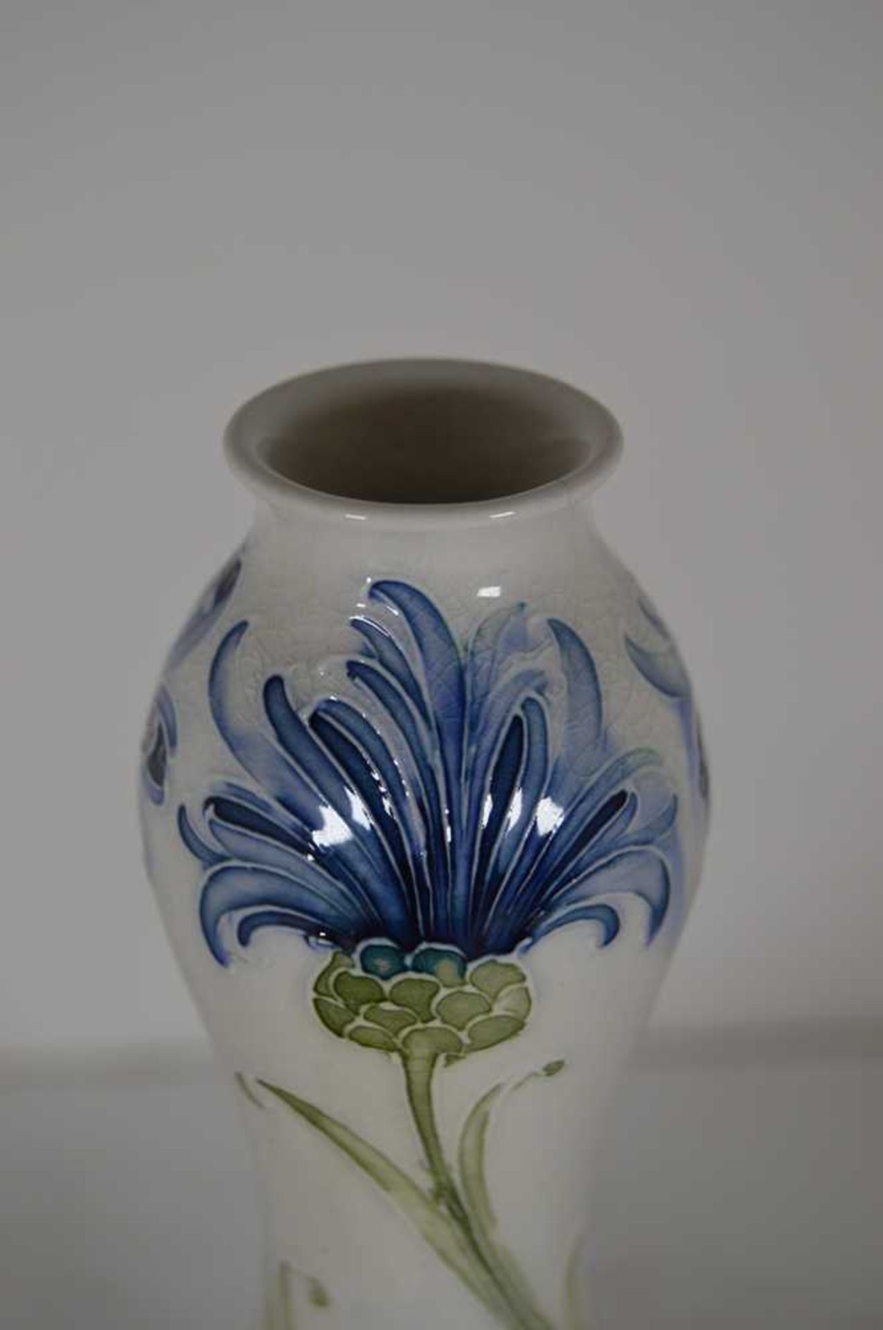 WILLIAM MOORCROFT (1872-1945) FOR JAMES MACINTYRE & CO. ‘FLORIAN WARE’ CORNFLOWER DOUBLE GOURD VASE, - Image 10 of 11