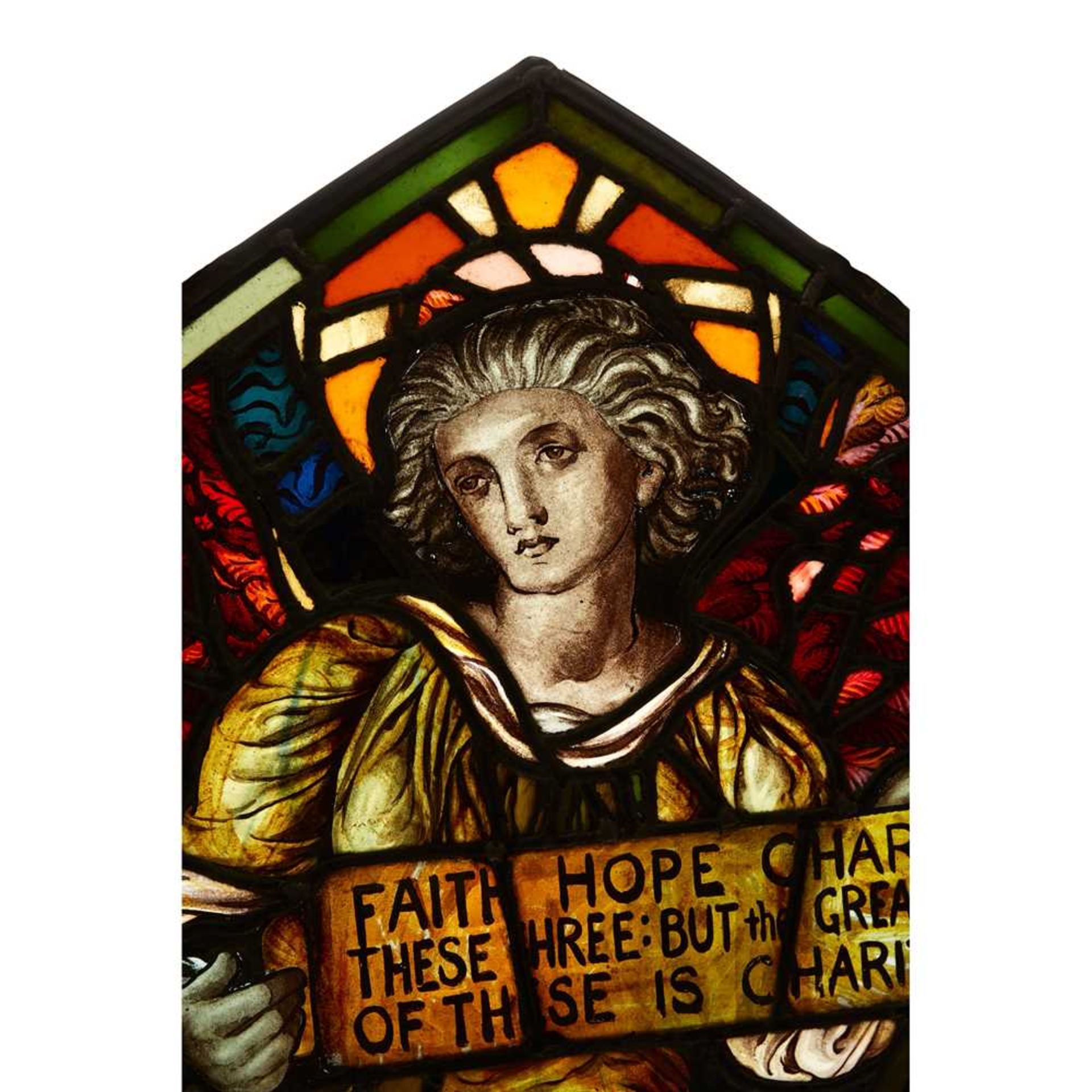 MANNER OF SELWYN IMAGE STAINED GLASS PANEL, CIRCA 1890 - Image 2 of 2