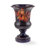 WILLIAM MOORCROFT (1872-1945) FOR MOORCROFT POTTERY FLAMBÉ ‘ORCHID’ PATTERN URN-SHAPED PEDESTAL VASE