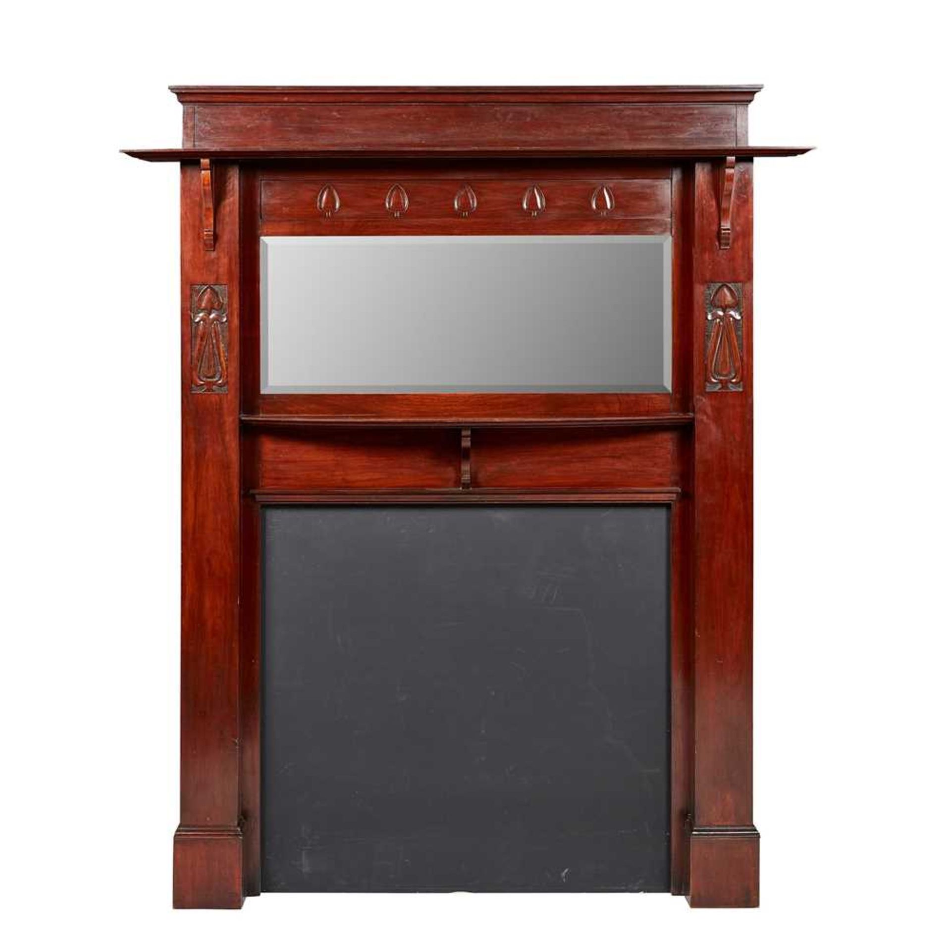 MANNER OF E. A. TAYLOR FOR WYLIE & LOCHHEAD GLASGOW SCHOOL FIRE SURROUND AND OVERMANTEL, CIRCA 1900