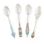 ARCHIBALD KNOX (1864-1933) FOR LIBERTY & CO., LONDON SET OF FOUR TEASPOONS, BIRMINGHAM 1903