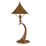 ARTHUR DIXON (1856-1929) FOR BIRMINGHAM GUILD OF HANDICRAFT ARTS & CRAFTS 'HORN' TABLE LAMP, CIRCA 1