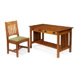 L. & J. G. STICKLEY DESK AND CHAIR, LATE 20TH CENTURY