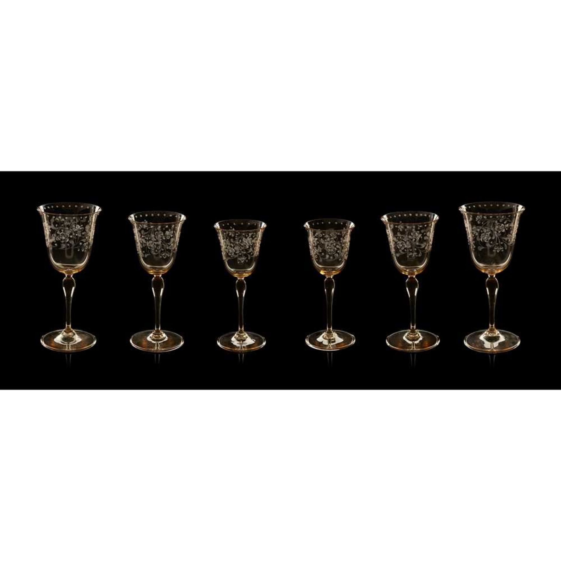 MANNER OF JAMES POWELL & SONS PART SUITE OF STEMMED DRINKING GLASSES