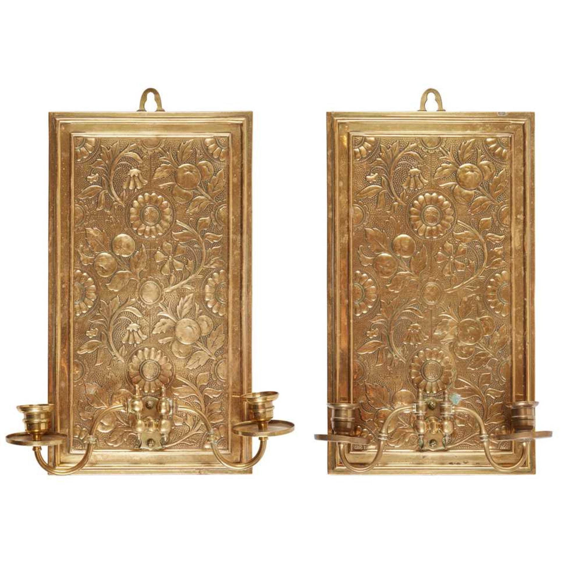 MANNER OF BRUCE TALBERT PAIR OF AESTHETIC MOVEMENT WALL SCONCES, CIRCA 1876