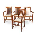 ENGLISH, MANNER OF LIBERTY & CO., LONDON SET OF FOUR ARTS & CRAFTS ARMCHAIRS, CIRCA 1900