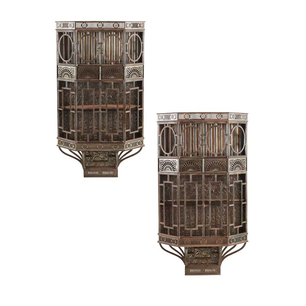 COALBROOKDALE IRONWORK COMPANY (ATTRIBUTED MAKER) PAIR OF AESTHETIC MOVEMENT WALL CABINETS, CIRCA 18