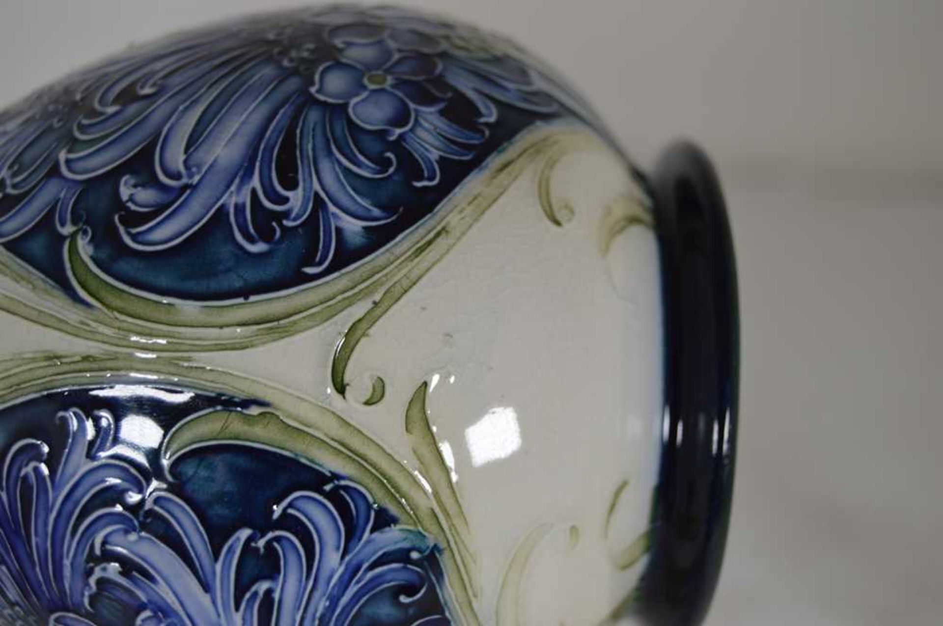 WILLIAM MOORCROFT (1872-1945) FOR JAMES MACINTYRE & CO. ‘FLORIAN WARE’ CORNFLOWER DOUBLE GOURD VASE, - Image 6 of 11