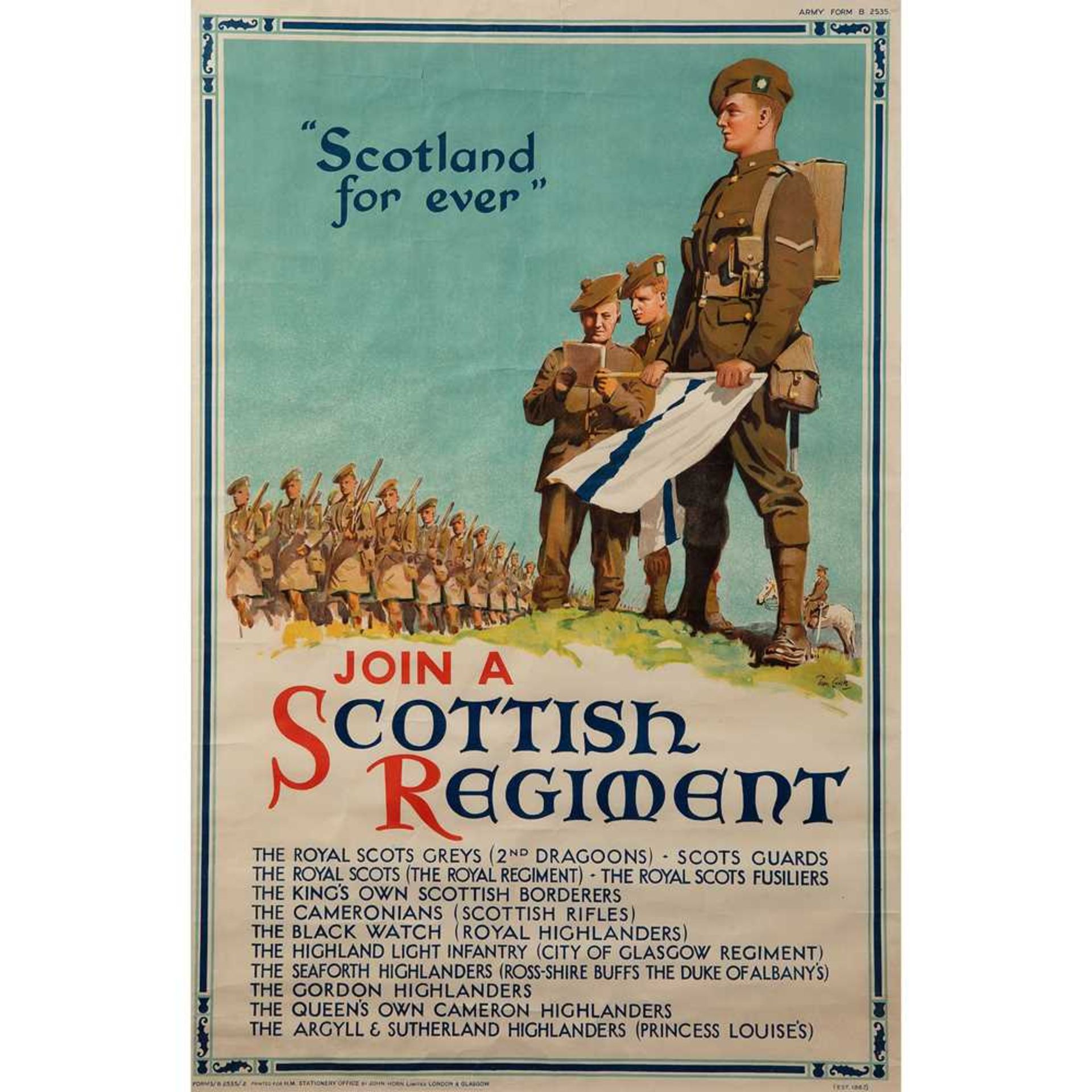 TOM CURR (1887-1958) "SCOTLAND FOREVER", JOIN A SCOTTISH REGIMENT