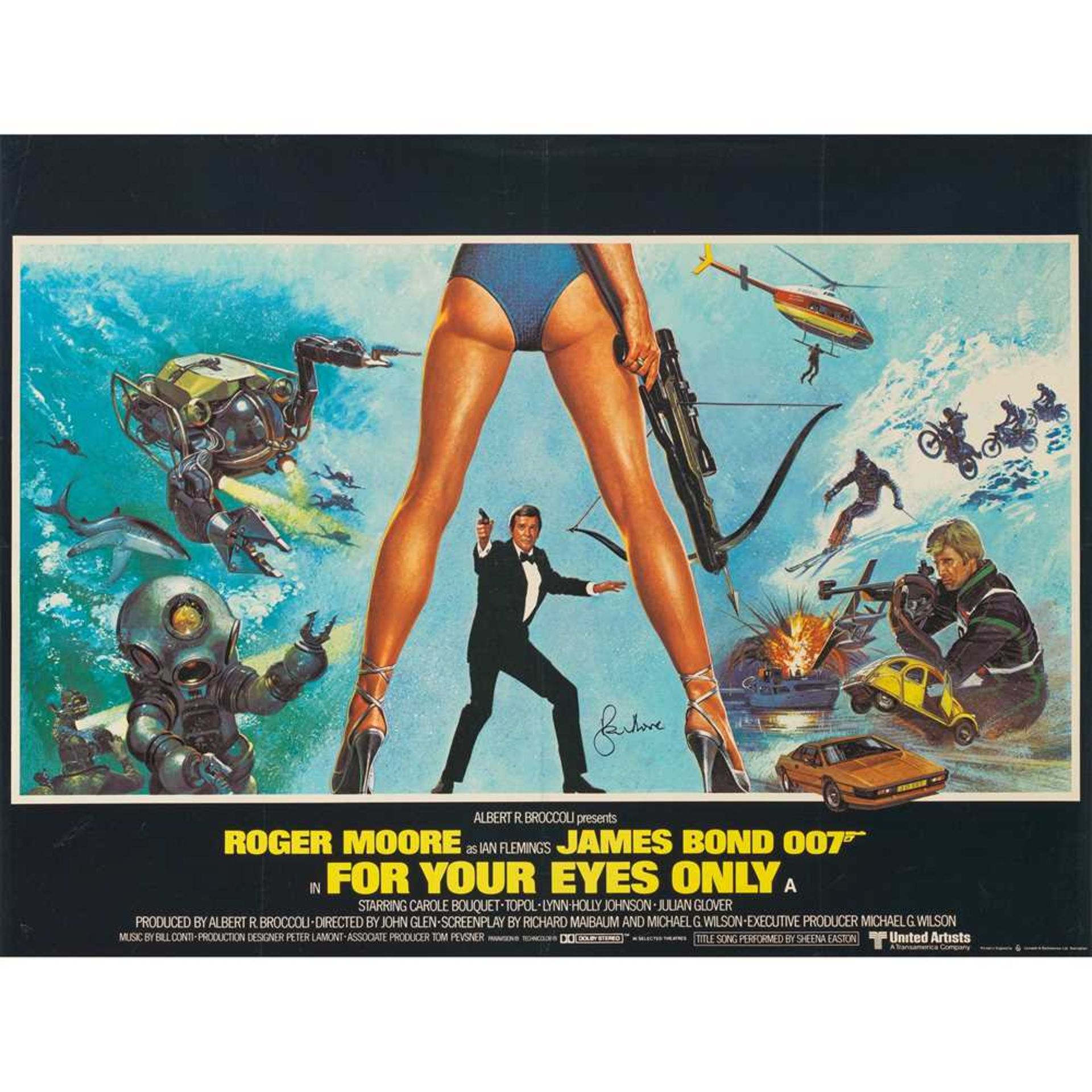 BRIAN BYSOUTH (B.1936) FOR YOUR EYES ONLY, SIGNED BY ROGER MOORE