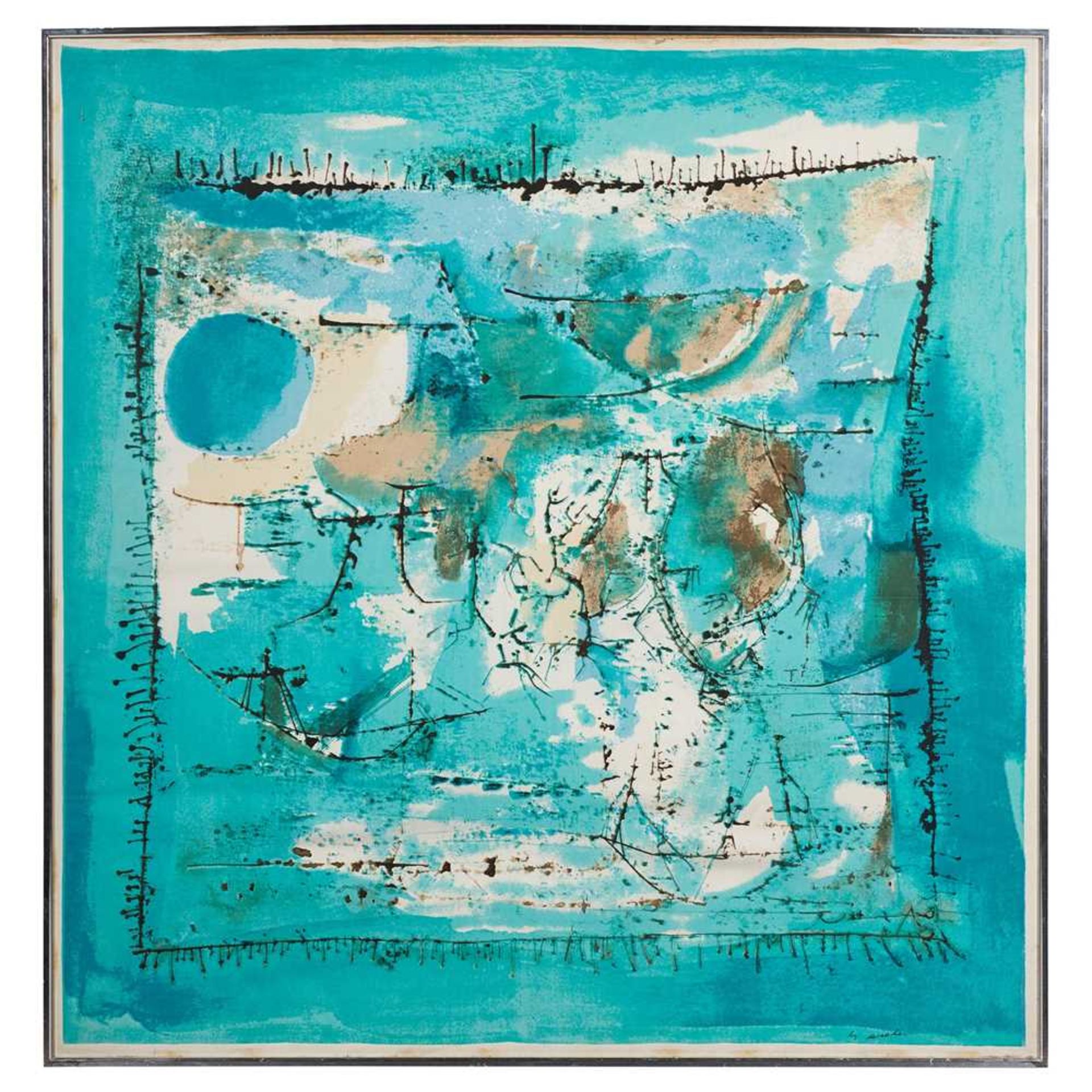Zao Wou-Ki (Chinese / French 1921-2013) for Ascher 'Paysage Bleu' Scarf / Square, designed 1955 - Image 2 of 6