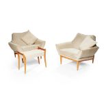 Johannes Andersen (Danish 1903-1991) for Trensum, Sweden Pair of Chairs and Stool, 1960s
