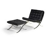 Ludwig Mies van der Rohe (German 1886-1969) Pair of 'Barcelona' Chairs & Ottomans