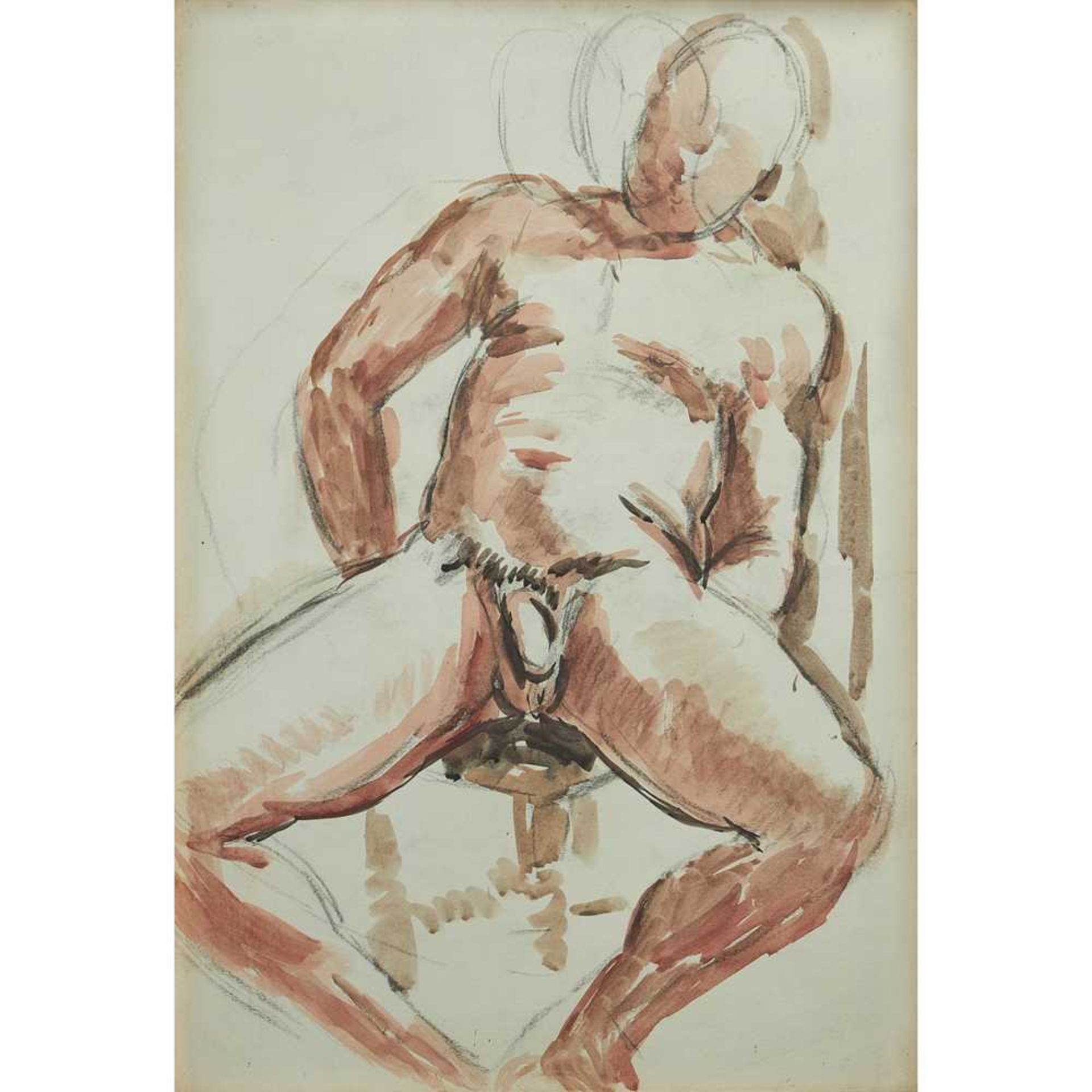 Duncan Grant (British 1885-1978) Male Nude, circa 1950
