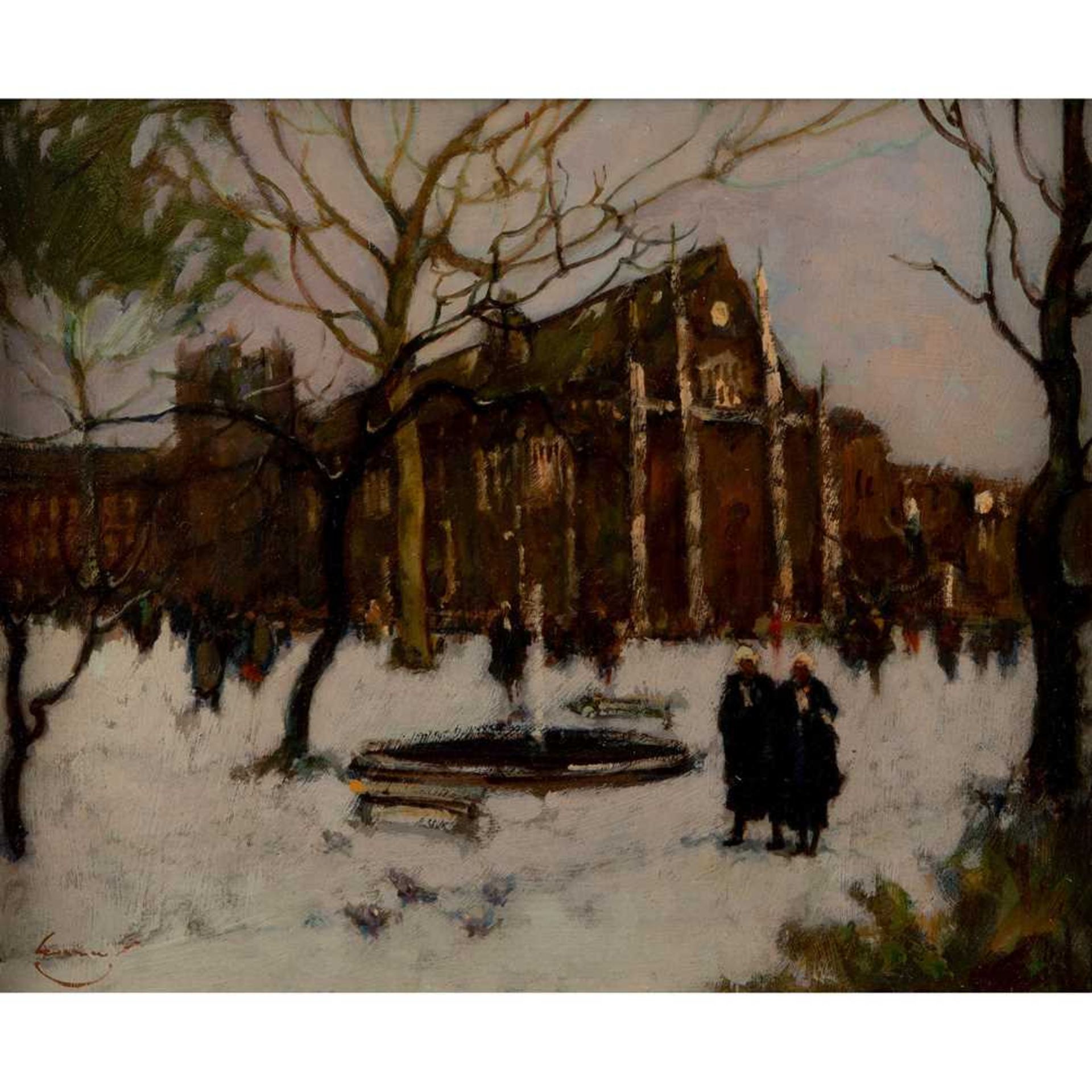Ken Moroney (British 1949-2018) The Inner Temple in the Snow