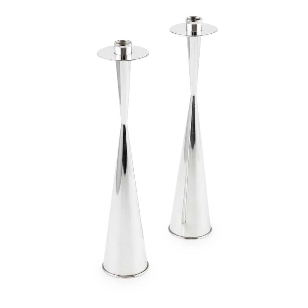 Tapio Wirkkala (Finnish 1915-1985) for Kultakeskus Oy, Hämeenlinna, Finland Pair of Candlesticks, 19