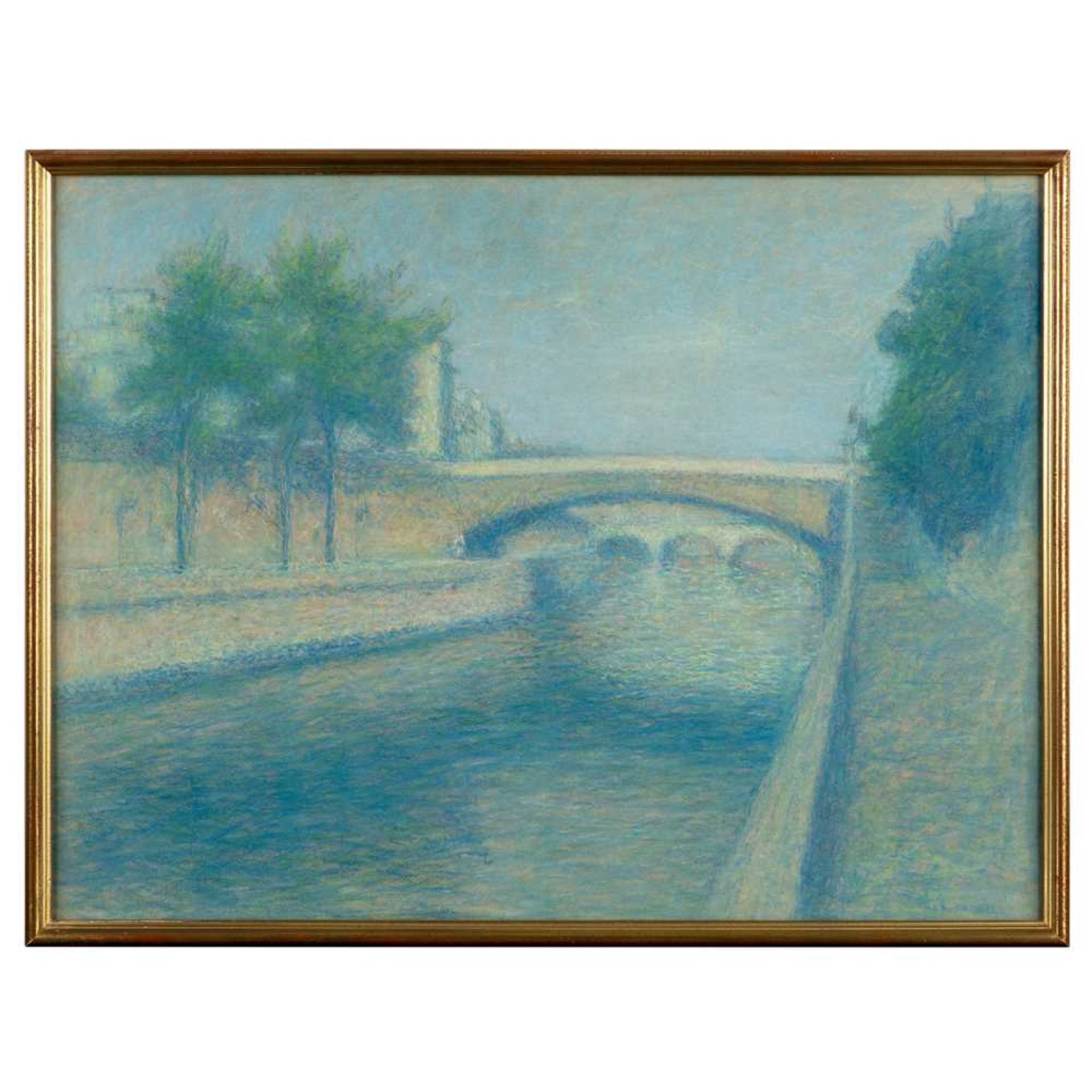 Achille Laugé (French 1861-1944) View of the Seine in Paris