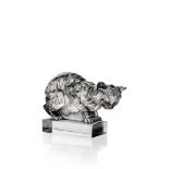 ‡ René Lalique (French 1860-1945) CHAT PAPERWEIGHT, NO. 1162