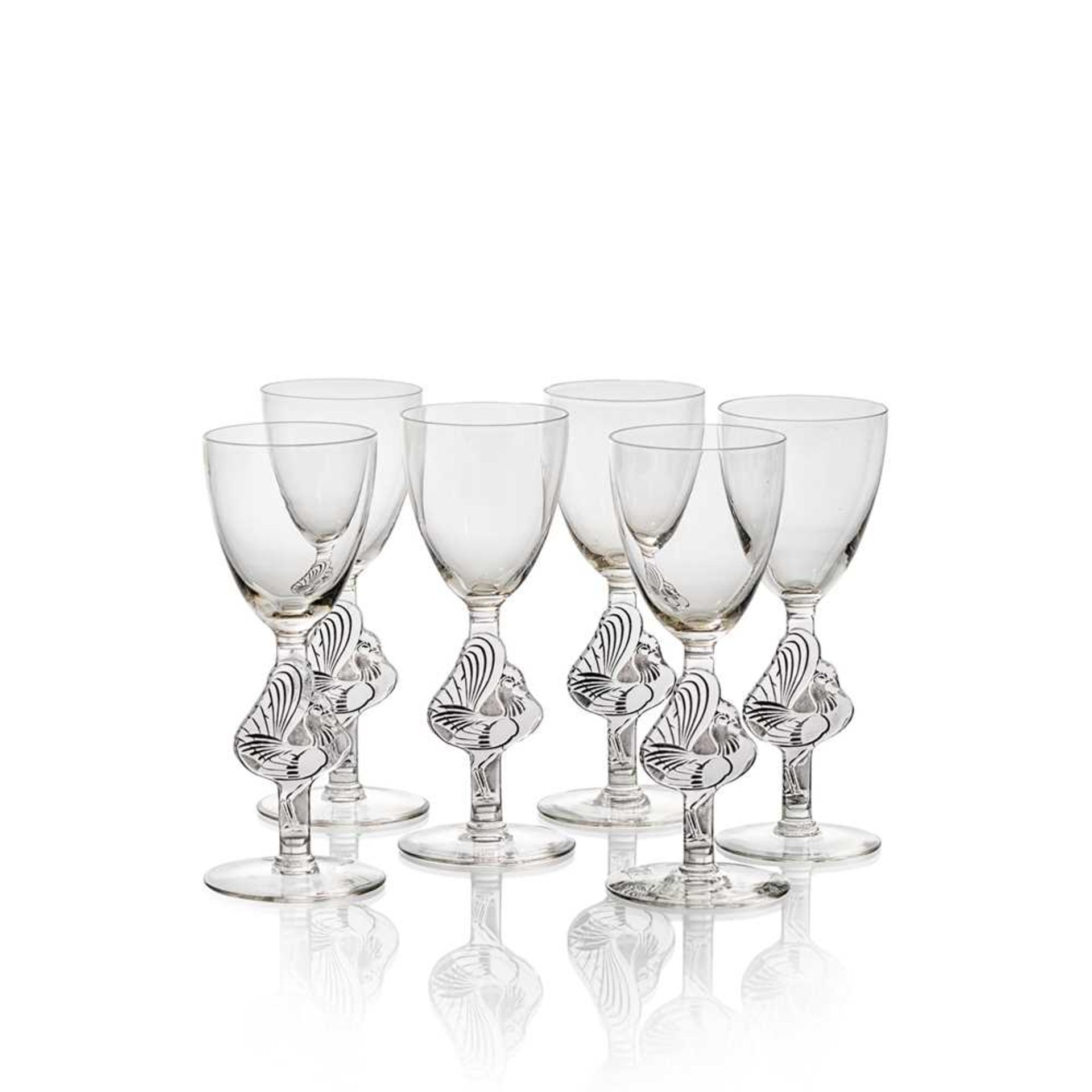 ‡ René Lalique (French 1860-1945) SIX WILLIAM COCKTAIL GLASSES, NO. 3762 - Image 2 of 3