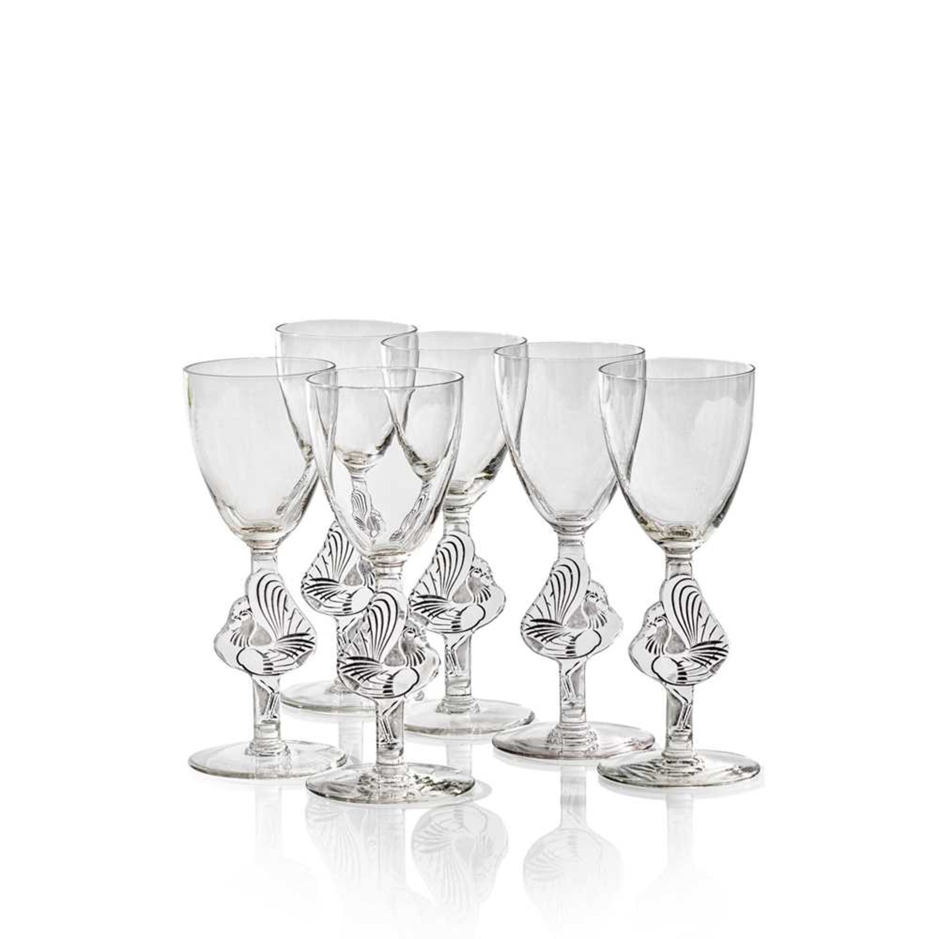 ‡ René Lalique (French 1860-1945) SIX WILLIAM COCKTAIL GLASSES, NO. 3762 - Image 3 of 3