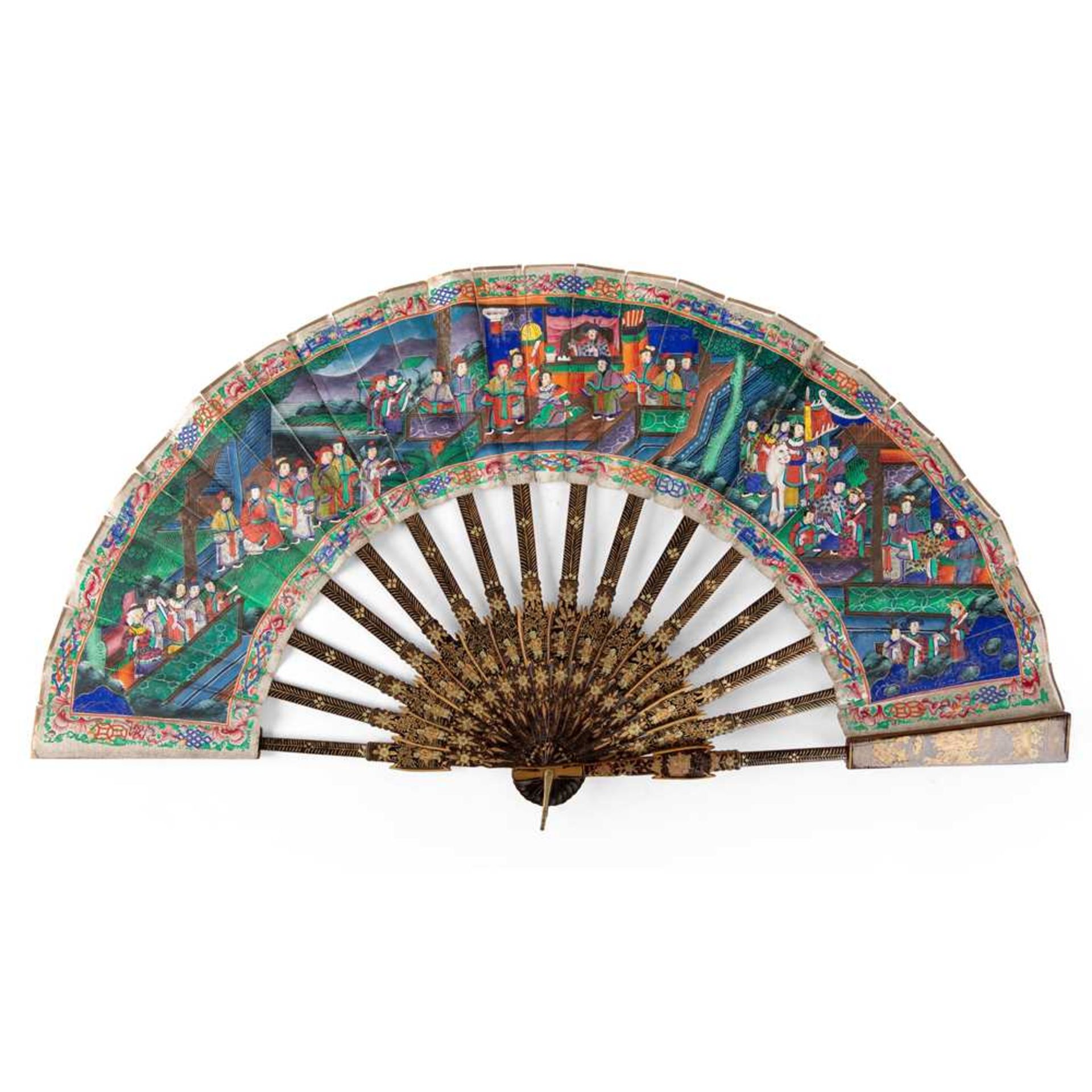 CANTON LACQUERED AND PAPER 'TELESCOPIC' FAN QING DYNASTY, MID-19TH CENTURY - Bild 4 aus 4