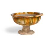 SANCAI-GLAZED STEM CUP TANG DYNASTY