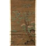 INK SCROLL PAINTING OF FLOWER AND WATERFOWLS ATTRIBUTED TO LU JI (1477-UNKNOWN)