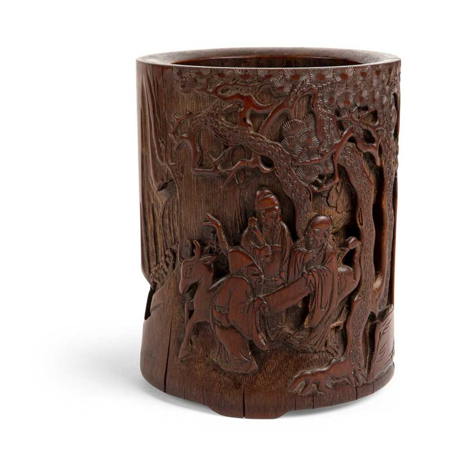 CARVED BAMBOO BRUSH POT