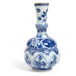 BLUE AND WHITE MOULDED BOTTLE VASE KANGXI PERIOD