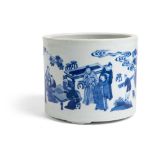 BLUE AND WHITE BRUSH POT QING DYNASTY, 19TH CENTURY