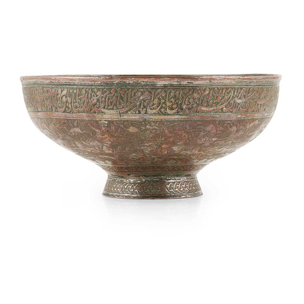 FINE SAFAVID TINNED COPPER FOOTED BOWL PERSIA, 17TH CENTURY