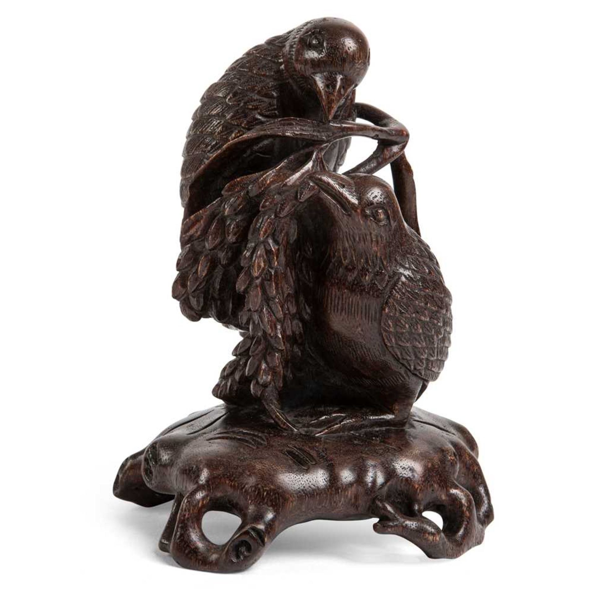 AGARWOOD CARVING OF TWO BIRDS
