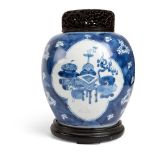 BLUE AND WHITE GINGER 'ANTIQUITY' JAR QING DYNASTY, KANGXI PERIOD