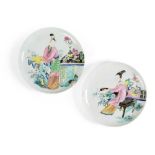 PAIR OF FAMILLE ROSE 'LADY' PLATES QING DYNASTY, YONGZHENG PERIOD