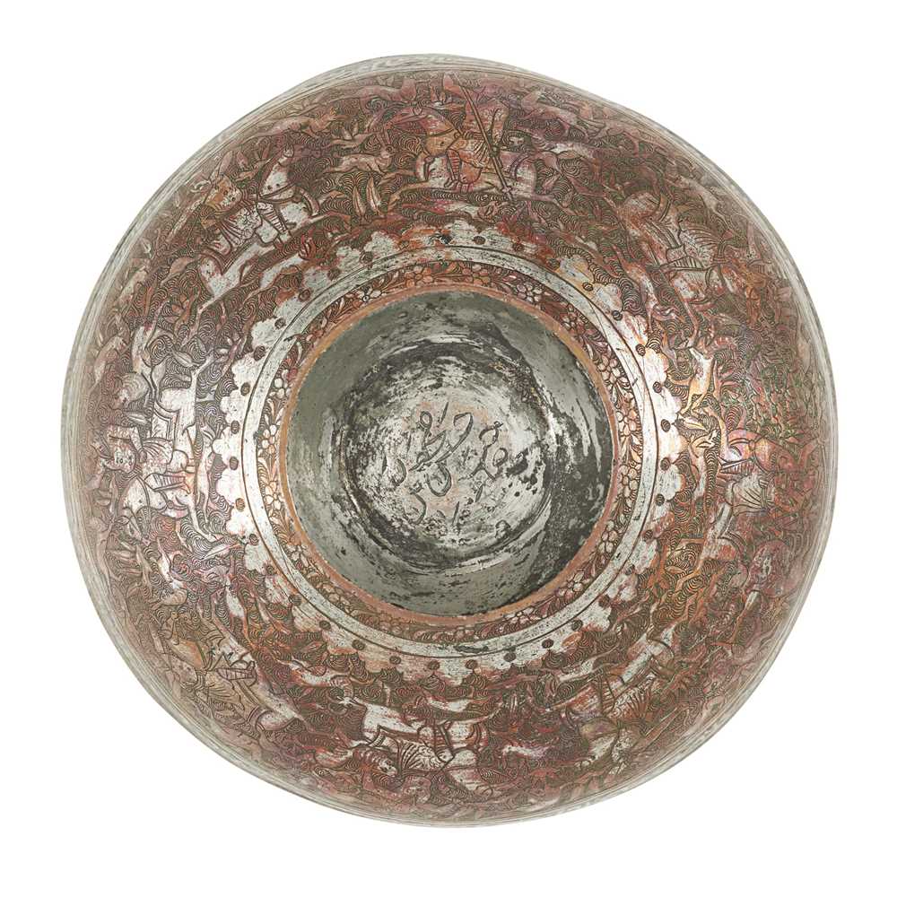 FINE SAFAVID TINNED COPPER FOOTED BOWL PERSIA, 17TH CENTURY - Image 3 of 4