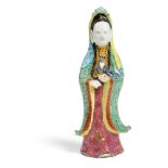 FAMILLE ROSE FIGURE OF A GUANYIN QING DYNASTY, 19TH CENTURY