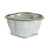 GE-TYPE CRACKLE-GLAZED LOBED WASHER POSSIBLY YUAN TO MING DYNASTY