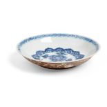 BLUE AND WHITE 'BATAVIA' SAUCER WITH ENGRAVED EUROPEAN DECORATION QING DYNASTY, KANGXI PERIOD