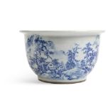 BLUE AND WHITE 'LANDSCAPE' JARDINIERE QING DYNASTY, 19TH CENTURY