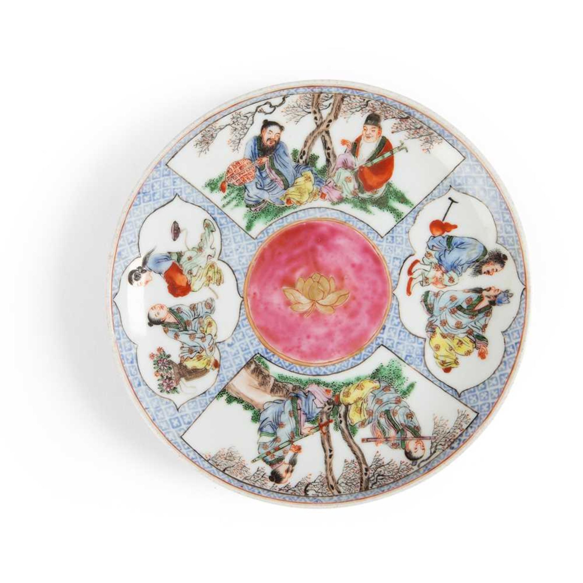 FAMILLE ROSE 'EIGHT IMMORTALS' PLATE QING DYNASTY, 18TH CENTURY
