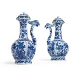 PAIR OF BLUE AND WHITE PHOENIX-HEAD LIDDED EWERS QING DYNASTY, KANGXI PERIOD