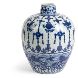 BLUE AND WHITE 'SEA MONSTERS' VASE WANLI MARK BUT 19TH CENTURY